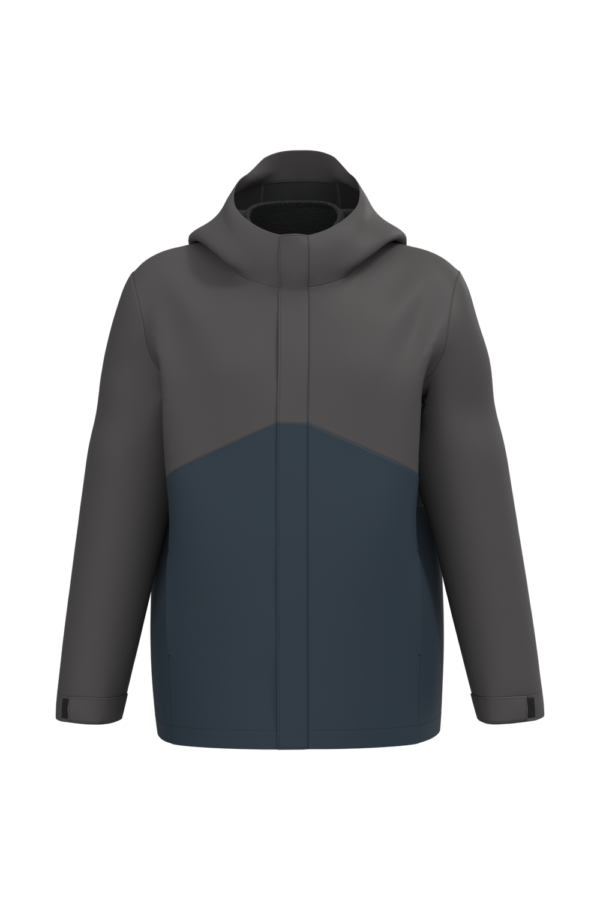 Parka 3-en-1 imperméable à capuche bicolore unisexe