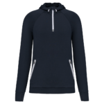 Sweat-shirt à capuche 1/4 zip sport unisexe