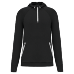 Sweat-shirt à capuche 1/4 zip sport unisexe