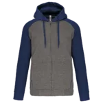 Veste molleton zippée capuche bicolore unisexe
