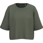 Sweat-shirt crop à manches courtes col rond femme