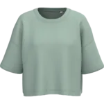 Sweat-shirt crop à manches courtes col rond femme