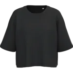 Sweat-shirt crop à manches courtes col rond femme