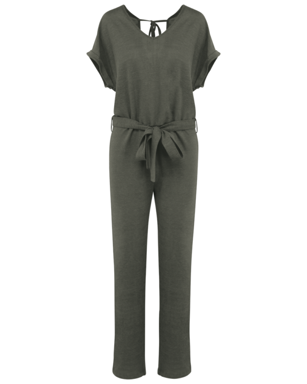 Combinaison en maille manches courtes en lin femme