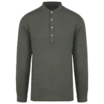 Chemise à col Mao délavée  en lin homme