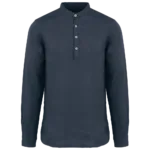 Chemise à col Mao délavée  en lin homme