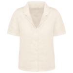Chemise à col bowling manches courtes en lin femme