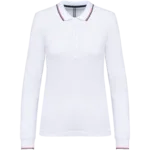 Polo maille piquée manches longues femme