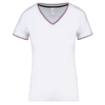 T-shirt maille piquée col V femme