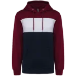 Sweat-shirt tricolore à capuche unisexe