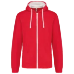 Sweat-shirt zippé capuche contrastée