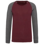 Sweat-shirt French Terry Bio bicolore col rond manches raglan homme
