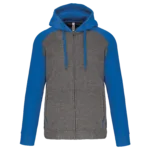 Veste molleton zippée capuche bicolore unisexe