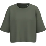 Sweat-shirt crop à manches courtes col rond femme