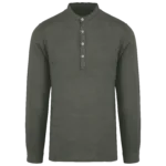Chemise à col Mao délavée  en lin homme